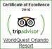 Trip Advisor Certificate of Excellence 2016
